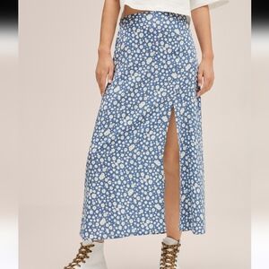 Mango Teens Floral Daisies Light Blue Summer skirt size large